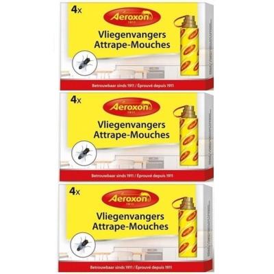 12x Aeroxon vliegenvangers met plakstrip 22 cm - Vliegenstrips milieuvriendelijk - Anti-insect