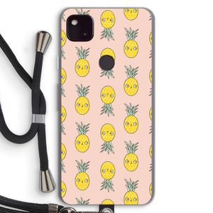 Ananas: Pixel 4a 5G Transparant Hoesje met koord