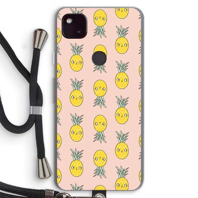 Ananas: Pixel 4a 5G Transparant Hoesje met koord