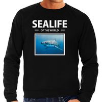 Haai foto sweater zwart voor heren - sealife of the world cadeau trui Haaien liefhebber 2XL  - - thumbnail