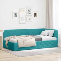 Hoekbedframe met hoofdeinde Turquoise 90 x 200 cm Fluweel