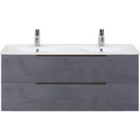 Seville Badmeubelset 120 cm - 2 Laden Beton Antraciet Edge Greep - Wastafel Enjoy Dubbel