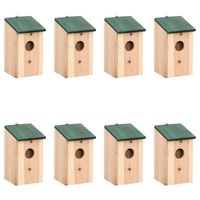 vidaXL Vogelhuisjes 8 st 12x12x22 cm hout - thumbnail