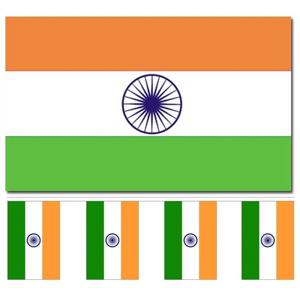 India versiering/feestartikelen set - vlag 90 x 150 cm - vlaggenlijn van 300 cm - landen