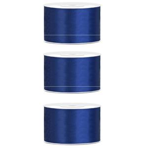 Hobby Sierlint satijn - 3x - Blauw - 25 meter - cadeaulint - satijnlint/sierlinten