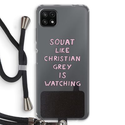 Christian Grey: Samsung Galaxy A22 5G Transparant Hoesje met koord