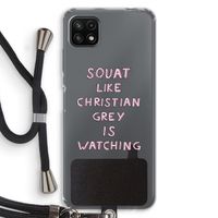 Christian Grey: Samsung Galaxy A22 5G Transparant Hoesje met koord