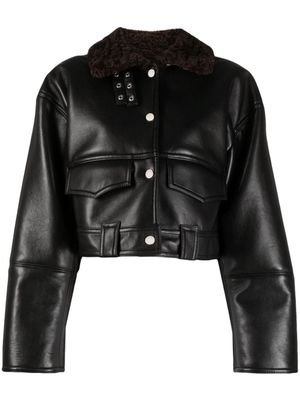 Nanushka veste en cuir à coupe crop - Noir