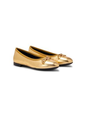 Versace Kids ballerines en cuir à design métallisé - Or