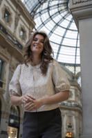 Elvira Casuals Top Aurora E1 26-027 T-shirt Korte Mouw 1058 Flower Creme