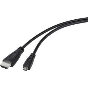 TRU COMPONENTS HDMI-kabel Raspberry Pi [1x HDMI-stekker - 1x HDMI-stekker D micro] 1.80 m Zwart