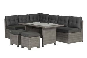 Coral lounge/dining set 5-delig Organisch grijs/donker antraciet- - Wicker- Garden Impressions
