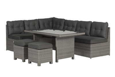 Coral lounge/dining set 5-delig Organisch grijs/donker antraciet- - Wicker- Garden Impressions