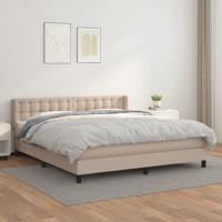 Boxspring met matras kunstleer cappuccinokleurig 180x200 cm