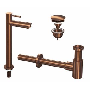 INK 2A Fonteinkraanset - staande Fonteinkraan - hoog - always open - plug en designSifon - Mat rose goud 9902412