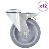 12 st Zwenkwielen met boutgaten 100 mm