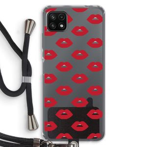 Lips: Samsung Galaxy A22 5G Transparant Hoesje met koord