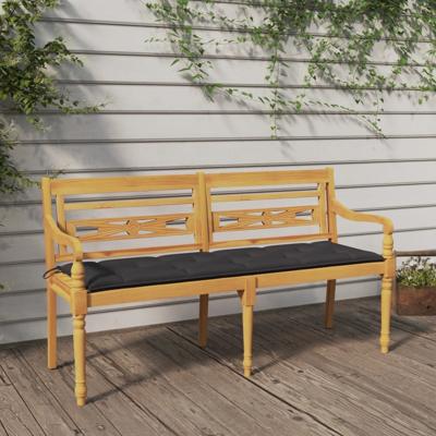 Bankje Batavia met antracietkleurig kussen 150 cm teakhout