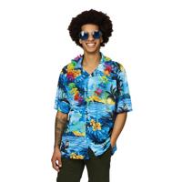 Faram Party Hawaii shirt - blauw - met palmbomen - verkleedkleding Faram Party Hawaii shirt - blauw - met palmbomen - verkleedkleding
