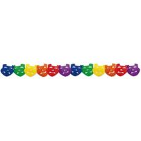 Carnaval regenboog kleuren slinger met maskers 3 meter - thumbnail