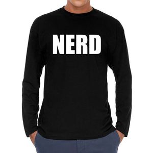 Long sleeve t-shirt zwart met Nerd bedrukking voor heren 2XL  -