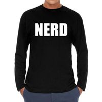 Long sleeve t-shirt zwart met Nerd bedrukking voor heren 2XL  - - thumbnail