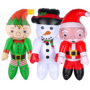 Decoratie figuren opblaasbaar -3x st -kerstman,sneeuwpop,kerstelf-65 cm - opblaas figuur