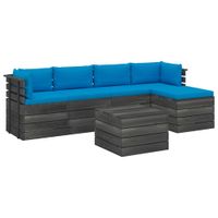 vidaXL 6-delige Loungeset met kussens pallet massief grenenhout - thumbnail