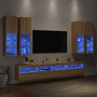 7-delige Tv-wandmeubelset met LED-verlichting sonoma eikenkleur