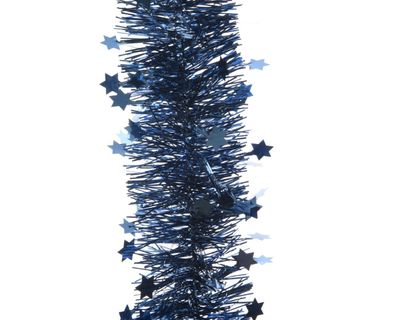 5 stuks! Guirlande lametta ster d10 cm en h270 cm nachtblauw - Decoris