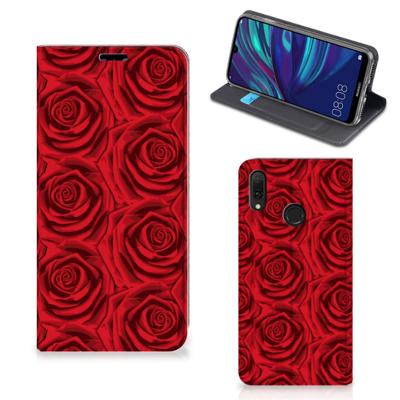 Huawei Y7 hoesje Y7 Pro (2019) Smart Cover Red Roses Huawei Y7 hoesje Y7 Pro (2019) Smart Cover Red Roses