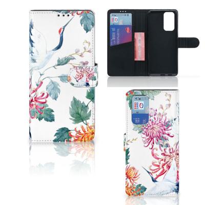 OnePlus 9 Pro | Telefoonhoesje | Met pasjeshouder | Bird Flowers