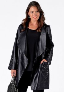 Leren jas met studs XXL blue