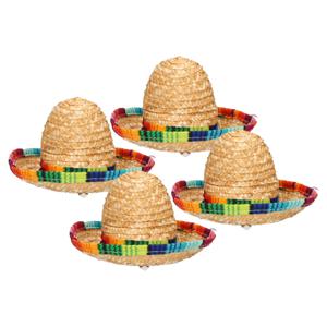 Mexicaanse mini Sombrero hoedje op diadeem - 4x - carnaval/verkleed accessoires - multi kleuren - st