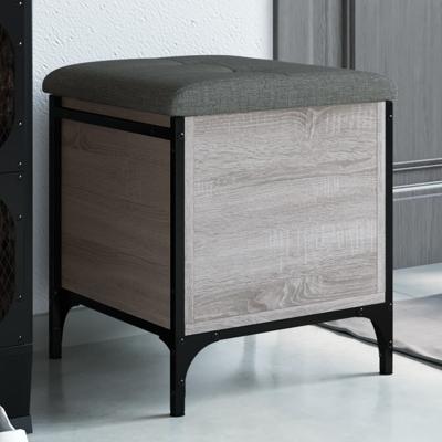 Opbergbankje 42x42x45 cm bewerkt hout grijs sonoma eikenkleurig