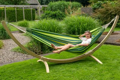 Hangmat met Standaard Tweepersoons 'Wood & Premium' Lemon - Groen - Colombiaanse - 180 kg - Tropilex
