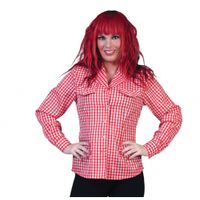 Dames Tiroler overhem/blouse d rood/wit - thumbnail