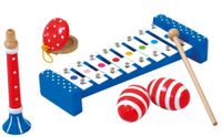 Bino muziekset junior hout blauw/rood/wit 6 delig - thumbnail