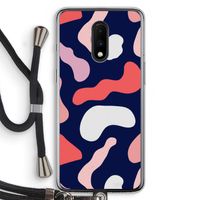 Memphis Shapes Pink: OnePlus 7 Transparant Hoesje met koord