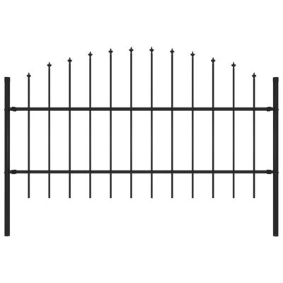Tuinhek met speren bovenkant (0,75-1)x1,7 m staal zwart