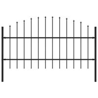 Tuinhek met speren bovenkant (0,75-1)x1,7 m staal zwart