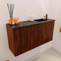 Toiletmeubel Mondiaz Joya Dlux | 80 cm | Meubelkleur Ruby | Faye wastafel Lava Wasbak Rechts | 1 kraangat