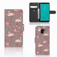 Samsung Galaxy J6 2018 | Telefoonhoesje | Met pasjeshouder | Flamingo