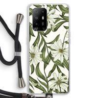 Wit bloemenpatroon: Oppo A95 5G Transparant Hoesje met koord