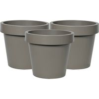 Mega Collections Plantenpot/bloempot - 3x - kunststof - taupe/bruin - buiten - D20 x H18 cm - Plantenpotten - thumbnail