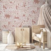 Behang Forest Animals Rol Roze