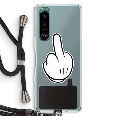 Middle finger white: Sony Xperia 5 III Transparant Hoesje met koord