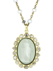 Sylva & Cie pendentif Venetian Glass Cameo en or 18ct à diamants