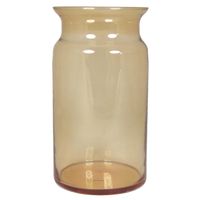 Bloemenvaas - amber geel/transparant glas - H29 x D16 cm - thumbnail