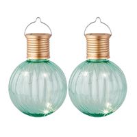 Lampion solar verlichting - 2x - turquoise - 11 cm - LED Lampion solar verlichting - 2x - turquoise - 11 cm - LED